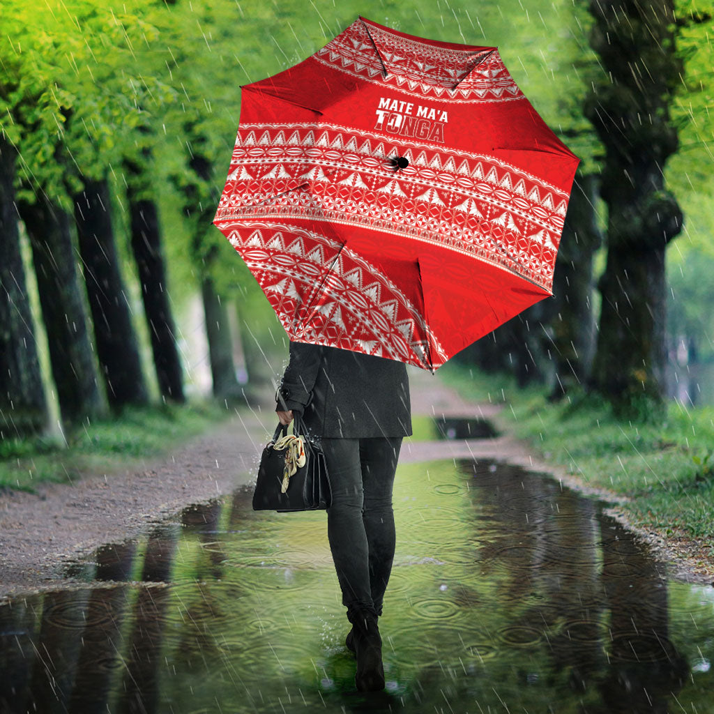 Mate Ma'a Tonga 2026 Rugby Umbrella Go Champions Tongan Ngatu Pattern LT14 - Polynesian Pride