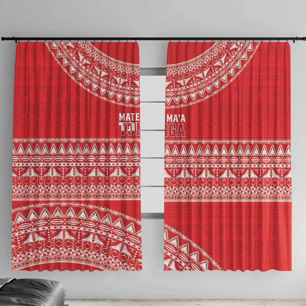 Mate Ma'a Tonga 2026 Rugby Window Curtain Go Champions Tongan Ngatu Pattern