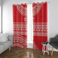 Mate Ma'a Tonga 2026 Rugby Window Curtain Go Champions Tongan Ngatu Pattern LT14 With Grommets Red - Polynesian Pride