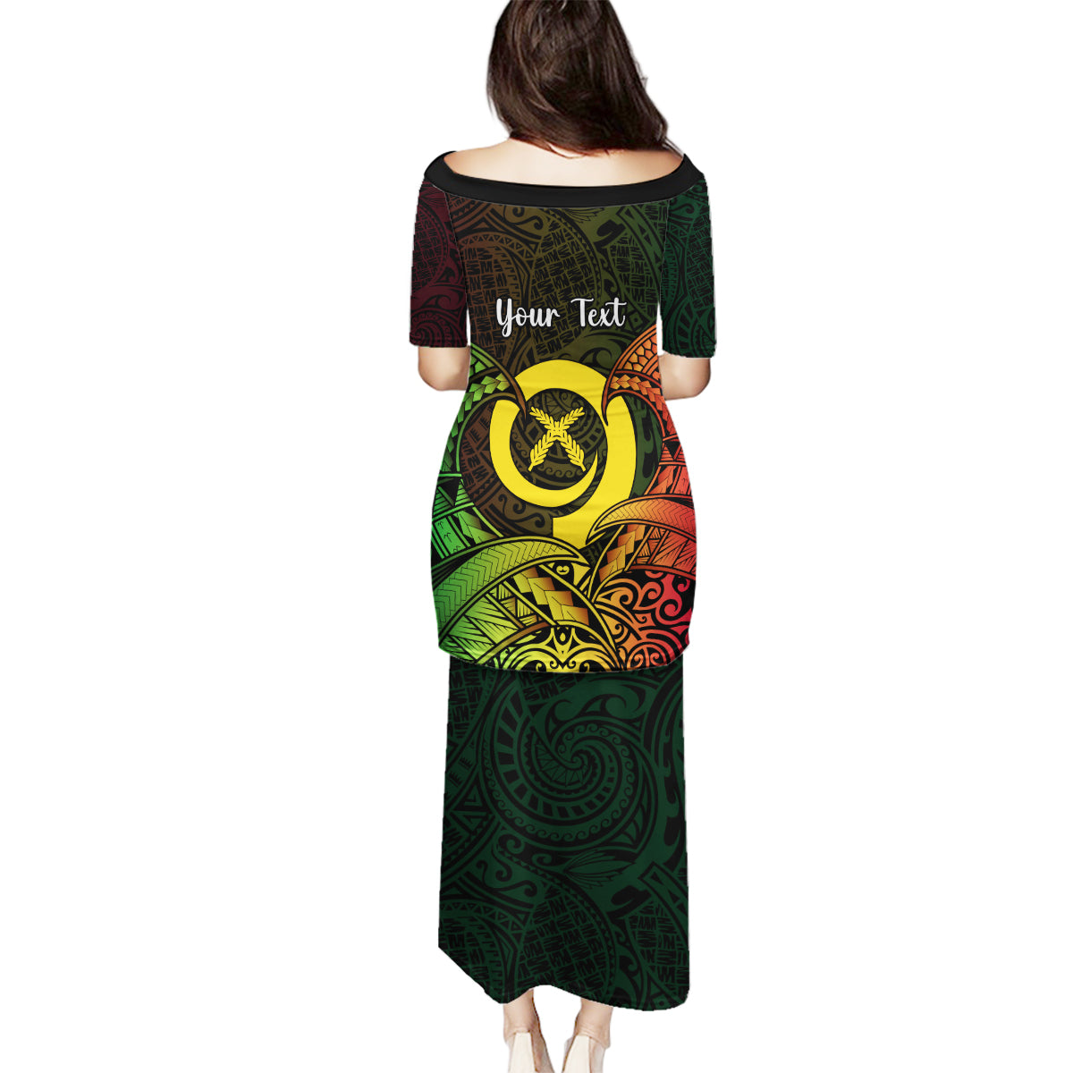 Personalised Vanuatu Family Day Family Matching Puletasi Dress and Hawaiian Shirt Happy 26 December Vanuatuan Pig Tusk LT14 - Polynesian Pride