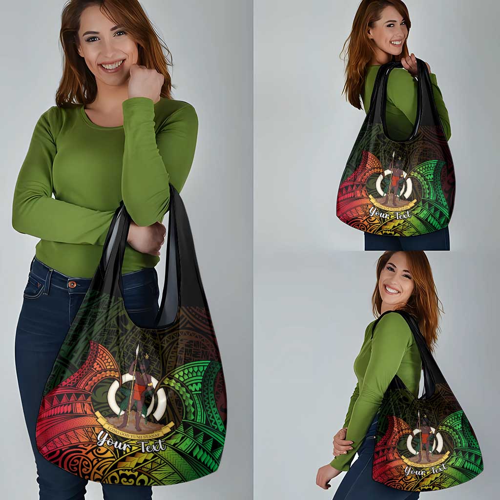 Personalised Vanuatu Family Day Grocery Bag Happy 26 December Vanuatuan Pig Tusk LT14 - Polynesian Pride