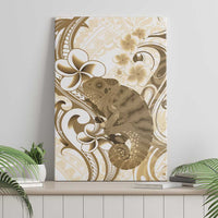 Brown And White Hawaii Chameleon Canvas Wall Art Plumeria Polynesian Tribal Art