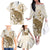 Brown And White Hawaii Chameleon Family Matching Off The Shoulder Long Sleeve Dress and Hawaiian Shirt Plumeria Polynesian Tribal Art