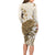 Brown And White Hawaii Chameleon Long Sleeve Bodycon Dress Plumeria Polynesian Tribal Art