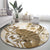 Brown And White Hawaii Chameleon Round Carpet Plumeria Polynesian Tribal Art