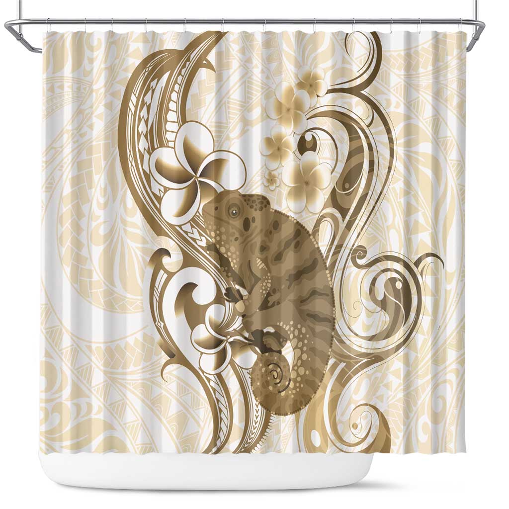Brown And White Hawaii Chameleon Shower Curtain Plumeria Polynesian Tribal Art LT14 Brown - Polynesian Pride