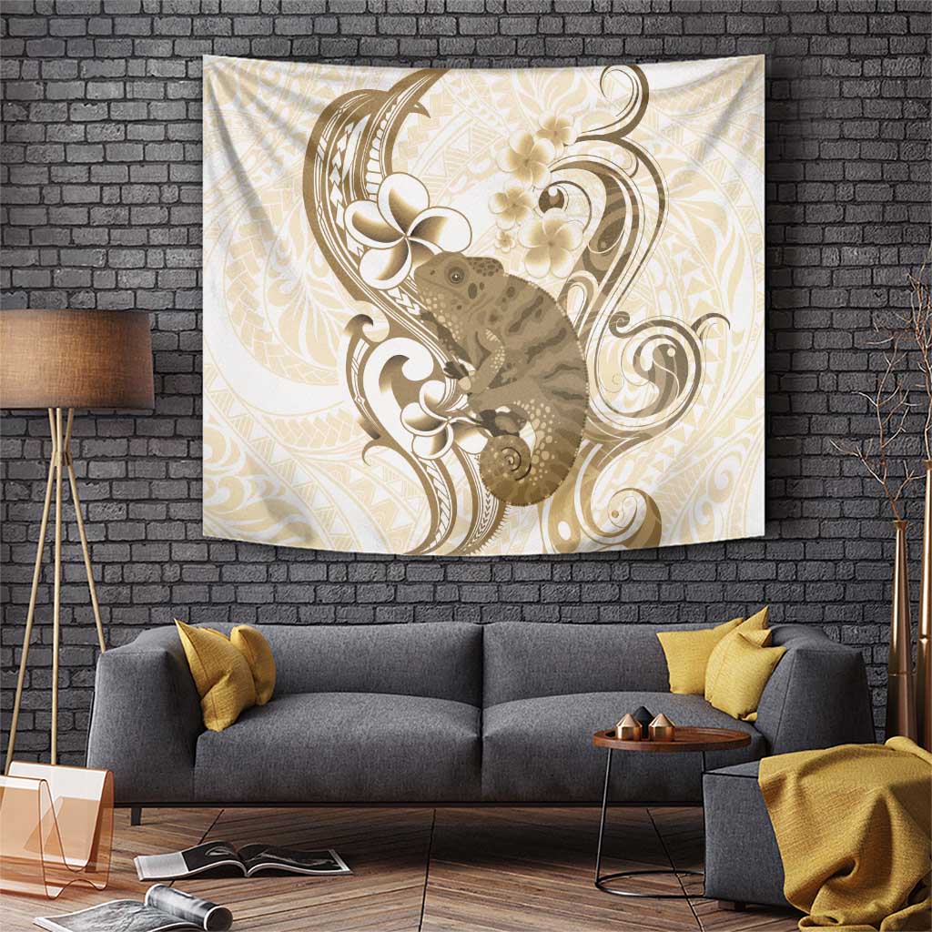 Brown And White Hawaii Chameleon Tapestry Plumeria Polynesian Tribal Art LT14 Brown - Polynesian Pride