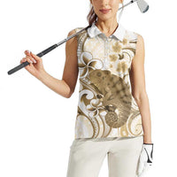 Brown And White Hawaii Chameleon Women Sleeveless Polo Shirt Plumeria Polynesian Tribal Art LT14 - Polynesian Pride