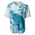 Cyan And White Hawaii Chameleon Baseball Jersey Plumeria Polynesian Tribal Art