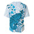 Cyan And White Hawaii Chameleon Baseball Jersey Plumeria Polynesian Tribal Art