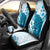 Cyan And White Hawaii Chameleon Car Seat Cover Plumeria Polynesian Tribal Art