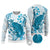 Cyan And White Hawaii Chameleon Ugly Christmas Sweater Plumeria Polynesian Tribal Art