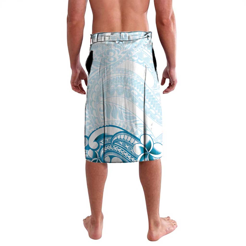 Cyan And White Hawaii Chameleon Lavalava Plumeria Polynesian Tribal Art