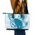 Cyan And White Hawaii Chameleon Leather Tote Bag Plumeria Polynesian Tribal Art