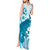 Cyan And White Hawaii Chameleon Tank Maxi Dress Plumeria Polynesian Tribal Art