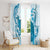 Cyan And White Hawaii Chameleon Window Curtain Plumeria Polynesian Tribal Art