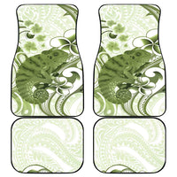 Green And White Hawaii Chameleon Car Mats Plumeria Polynesian Tribal Art