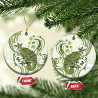 Green And White Hawaii Chameleon Ceramic Ornament Plumeria Polynesian Tribal Art LT14 Circle Lime Green - Polynesian Pride