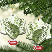 Green And White Hawaii Chameleon Ceramic Ornament Plumeria Polynesian Tribal Art LT14 Snow Flake Lime Green - Polynesian Pride