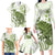 Green And White Hawaii Chameleon Family Matching Long Sleeve Bodycon Dress and Hawaiian Shirt Plumeria Polynesian Tribal Art