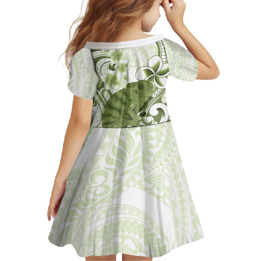 Green And White Hawaii Chameleon Family Matching Mermaid Dress and Hawaiian Shirt Plumeria Polynesian Tribal Art