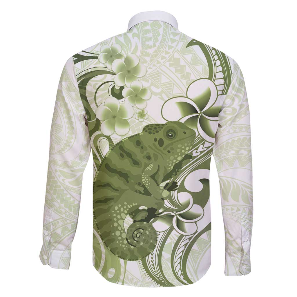 Green And White Hawaii Chameleon Family Matching Mermaid Dress and Hawaiian Shirt Plumeria Polynesian Tribal Art