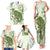 Green And White Hawaii Chameleon Family Matching Tank Maxi Dress and Hawaiian Shirt Plumeria Polynesian Tribal Art