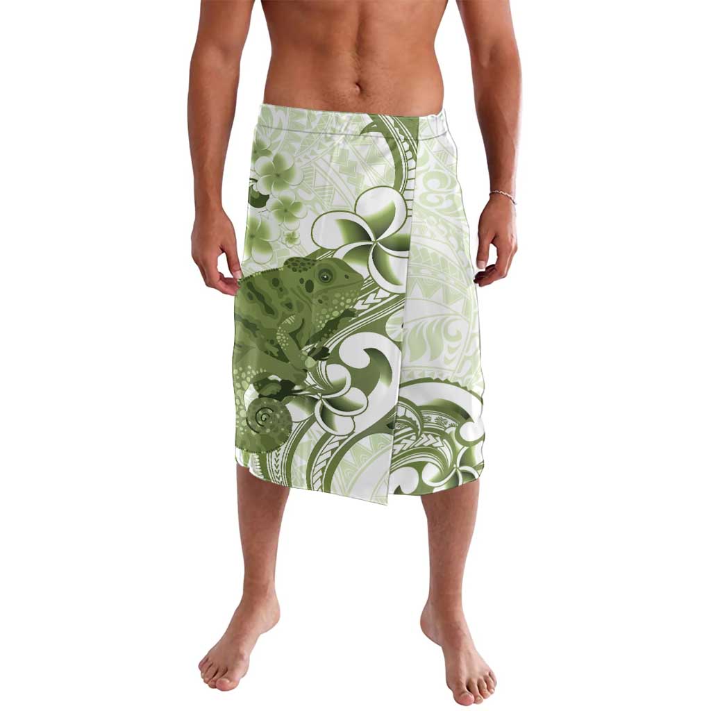 Green And White Hawaii Chameleon Lavalava Plumeria Polynesian Tribal Art