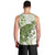 Green And White Hawaii Chameleon Men Tank Top Plumeria Polynesian Tribal Art