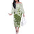 Green And White Hawaii Chameleon Off The Shoulder Long Sleeve Dress Plumeria Polynesian Tribal Art