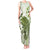 Green And White Hawaii Chameleon Tank Maxi Dress Plumeria Polynesian Tribal Art