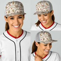 Beige Palaka Hawaii Mele Kalikimaka Baseball Net Cap Ohia Lehua Shell Leis Funny Gingerbread Santa - Polynesian Pride