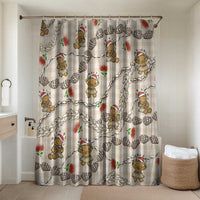 Beige Palaka Hawaii Mele Kalikimaka Bathroom Set Ohia Lehua Shell Leis Funny Gingerbread Santa - Polynesian Pride