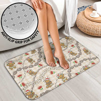 Beige Palaka Hawaii Mele Kalikimaka Bathroom Set Ohia Lehua Shell Leis Funny Gingerbread Santa - Polynesian Pride