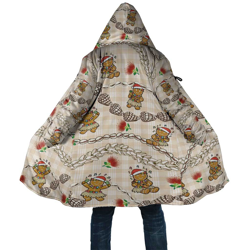 Beige Palaka Hawaii Mele Kalikimaka Cloak Ohia Lehua Shell Leis Funny Gingerbread Santa - Polynesian Pride