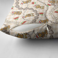 Beige Palaka Hawaii Mele Kalikimaka Pillow Cover Ohia Lehua Shell Leis Funny Gingerbread Santa - Polynesian Pride