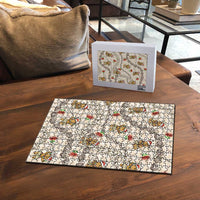 Beige Palaka Hawaii Mele Kalikimaka Puzzle Ohia Lehua Shell Leis Funny Gingerbread Santa - Polynesian Pride