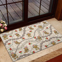 Beige Palaka Hawaii Mele Kalikimaka Rubber Doormat Ohia Lehua Shell Leis Funny Gingerbread Santa - Polynesian Pride
