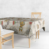Beige Palaka Hawaii Mele Kalikimaka Tablecloth Ohia Lehua Shell Leis Funny Gingerbread Santa - Polynesian Pride