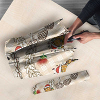 Beige Palaka Hawaii Mele Kalikimaka Umbrella Ohia Lehua Shell Leis Funny Gingerbread Santa - Polynesian Pride