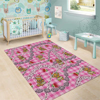 Pink Palaka Hawaii Mele Kalikimaka Area Rug Ohia Lehua Shell Leis Funny Gingerbread Santa - Polynesian Pride