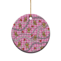 Pink Palaka Hawaii Mele Kalikimaka Ceramic Ornament Ohia Lehua Shell Leis Funny Gingerbread Santa - Polynesian Pride