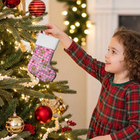 Pink Palaka Hawaii Mele Kalikimaka Christmas Stocking Ohia Lehua Shell Leis Funny Gingerbread Santa - Polynesian Pride