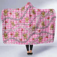 Pink Palaka Hawaii Mele Kalikimaka Hooded Blanket Ohia Lehua Shell Leis Funny Gingerbread Santa - Polynesian Pride