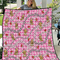 Pink Palaka Hawaii Mele Kalikimaka Quilt Ohia Lehua Shell Leis Funny Gingerbread Santa - Polynesian Pride