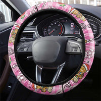 Pink Palaka Hawaii Mele Kalikimaka Steering Wheel Cover Ohia Lehua Shell Leis Funny Gingerbread Santa - Polynesian Pride