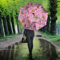 Pink Palaka Hawaii Mele Kalikimaka Umbrella Ohia Lehua Shell Leis Funny Gingerbread Santa - Polynesian Pride