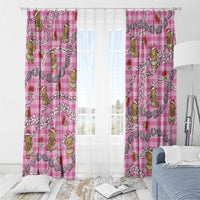 Pink Palaka Hawaii Mele Kalikimaka Window Curtain Ohia Lehua Shell Leis Funny Gingerbread Santa - Polynesian Pride