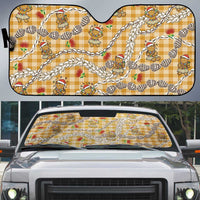 Gold Palaka Hawaii Mele Kalikimaka Auto Sun Shade Ohia Lehua Shell Leis Funny Gingerbread Santa - Polynesian Pride