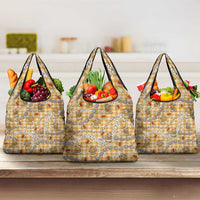 Gold Palaka Hawaii Mele Kalikimaka Grocery Bag Ohia Lehua Shell Leis Funny Gingerbread Santa - Polynesian Pride